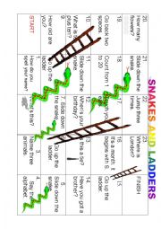 English Worksheet: Snake and ladders