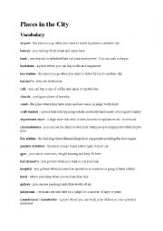 English Worksheet: city