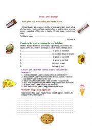 English Worksheet: Food and Drinks