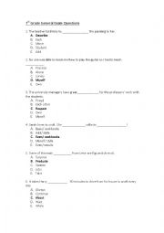 Multiple choice vocab questions