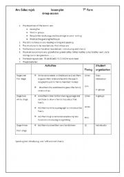 English Worksheet: lesson plan 7th group session