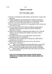 English Worksheet: Migrants in Australia - The Promised Land