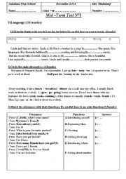 English Worksheet: English Test for the 7th form basic education