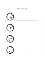 English Worksheet: What time is it?