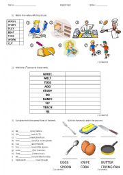 English Worksheet: Test about food and present simple