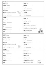 English Worksheet: Fill in gaps. Speaking cards