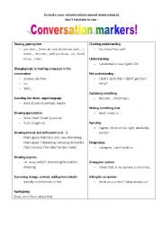 English Worksheet: Conversation Markers