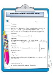 English Worksheet: WRITING AN INFORMAL LETTER:INTRODUCING YOURSELF