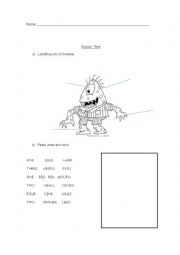 English Worksheet: parts of the body test