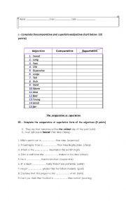 English Worksheet: SUPERLATIVE AND COMPARATIVE
