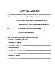 English Worksheet: used to