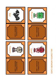 English Worksheet: Halloween memory card game