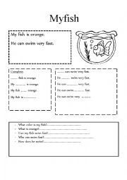 English Worksheet: My fish