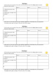 English Worksheet: Talking about the holidays (simple past)