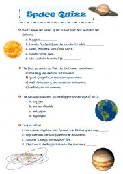 English Worksheet: Space Quizz