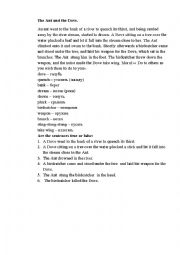 English Worksheet: The Ant and the Dove fables