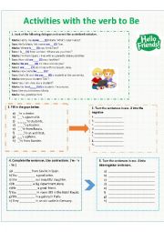 English Worksheet: Activities with Am - IS - ARE