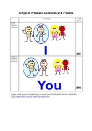 English Worksheet: Singular Pronouns Examples, Practice, and Answer Key