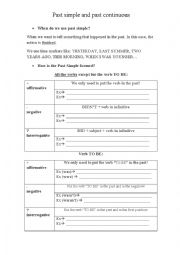 English Worksheet: Past simple and past continuous theory