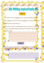 English Worksheet: 9th :Writing topics related to module 1 :Family life