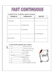 English Worksheet: Past continuous