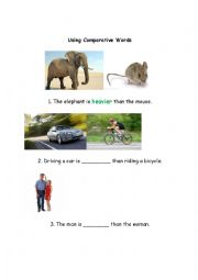 English Worksheet: Using Comparative words