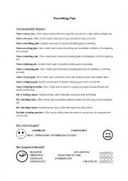 English Worksheet: Describing Pain