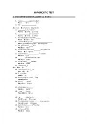 English Worksheet: diagnostic test