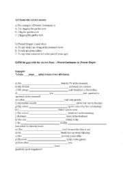 English Worksheet: Present Simple and Present Continuous - exercises