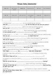 English Worksheet: PHRASAL VERBS CONVERSATION