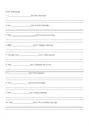 Past Simple verb BE