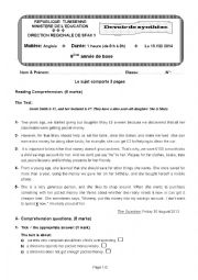 English Worksheet: End - of - term test 1 9th forms ( Tunisian Schools )