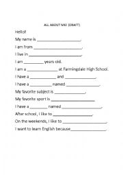 English Worksheet: All about me Selfie