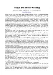 English Worksheet: Peleus and Thetis