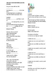 English Worksheet: The boy does nothing Song 