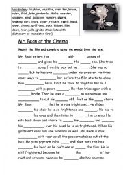 English Worksheet: Mr. Bean at the Cinema (Basic gap fill)