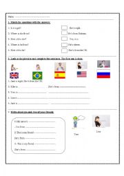English Worksheet: Short form of Verb to Be