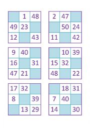 English Worksheet: Bingo of Numbers from 1 to 50