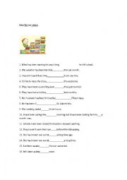 English Worksheet: For and Since Worksheet