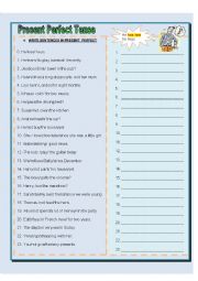 English Worksheet: PRESENT PERFECT TENSE