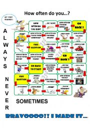 English Worksheet: ADVERBS OF FREQUENCY - BOARD GAME