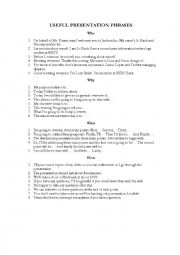 English Worksheet: Useful Presentation Phrases