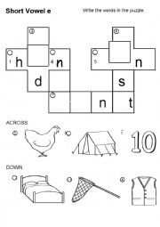 English Worksheet: short vowel - e