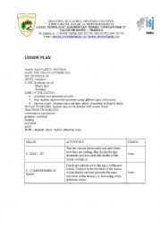 English Worksheet: lesson plan