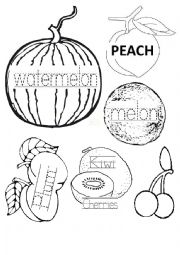English Worksheet: fruit tracing