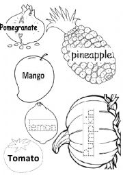 English Worksheet: fruit tracing - 2