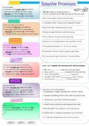 English Worksheet: all relative pronouns