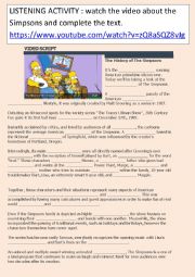 English Worksheet: THE HISTORY OF THE SIMPSONS: listening activity
