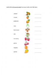 English Worksheet: Fruit