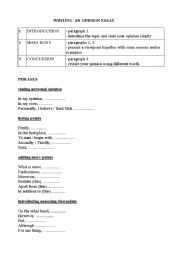 English Worksheet: WRITING AN OPINION ESSAY